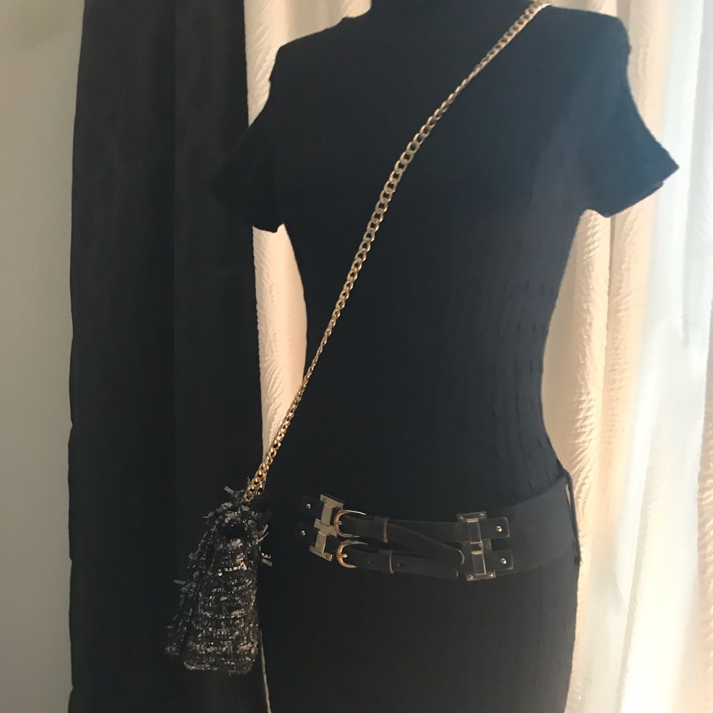 JJ authentic black mock neck sweater dress